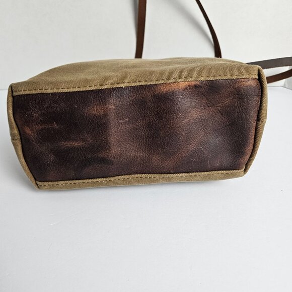 Canvas Shoulder Bag In Blue Waxed Canvas Farmers Market Tote Shoulder Bag - Picture 8 of 16